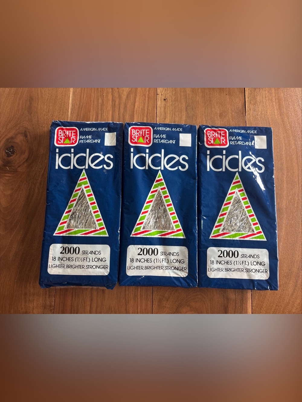 Vintage Brite Star Christmas Tinsel Strands Icicles Silver 3 Packs New